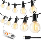 25FT 13 LED Outdoor String Lights, G40 Shatterproof String Lights, IP65 Waterproof Connectable Outside Patio