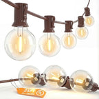 25FT G40 LED Brown Outdoor String Lights with 25 Plastic Shatterproof Bulbs