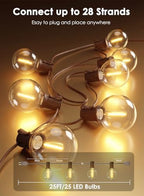 25FT G40 LED Brown Outdoor String Lights with 25 Plastic Shatterproof Bulbs, alternate view 2