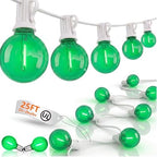 25FT G40 LED Green String Lights Outdoor with 27 Shatterproof Globe Bulbs
