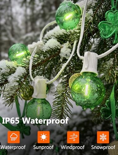 25FT G40 LED Green String Lights Outdoor with 27 Shatterproof Globe Bulbs, alternate view 3