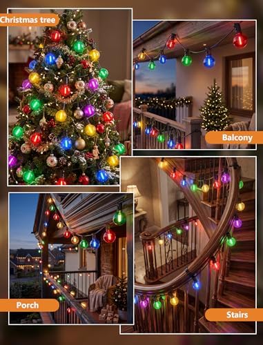 25FT G40 LED Multicolor Christmas String Lights Outdoor, 25 Globe Bulbs, alternate view 5