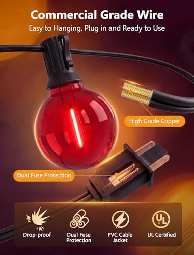 25FT G40 LED Multicolor Christmas String Lights Outdoor, 25 Globe Bulbs, alternate view 6