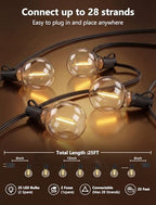 25Ft G40 LED Outdoor String Lights Waterproof with 27 Shatterproof Bulbs, alternate view 2