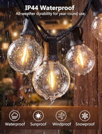 25Ft G40 LED Outdoor String Lights Waterproof with 27 Shatterproof Bulbs, alternate view 3