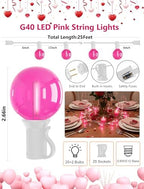 25FT G40 LED Outdoor Valentine's Day String Lights, Pink Valentine's Day Decorations Lights with 27 Shatterproof, alternate