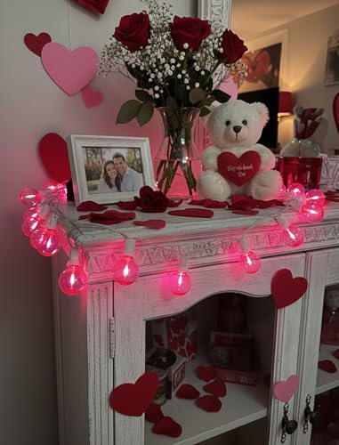 25FT G40 LED Outdoor Valentine's Day String Lights, Pink Valentine's Day Decorations Lights with 27 Shatterproof, alternate