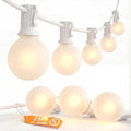25FT G40 LED Outdoor White String Lights with 27 White Solid Shatterproof Globe Bulbs (2 Spare), Outdoor Hanging