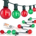 25Ft G40 LED Red Green Outdoor String Lights, 27 Shatterproof Globe Bulbs