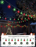 25Ft G40 LED Red Green Outdoor String Lights, 27 Shatterproof Globe Bulbs, alternate view 2