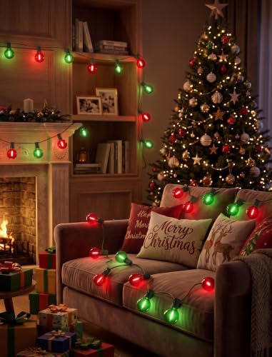 25Ft G40 LED Red Green Outdoor String Lights, 27 Shatterproof Globe Bulbs, alternate view 7