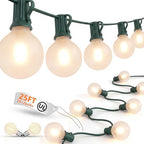 25FT LED G40 Frosted White Outdoor String Lights 27 Shatterproof Globe Bulb