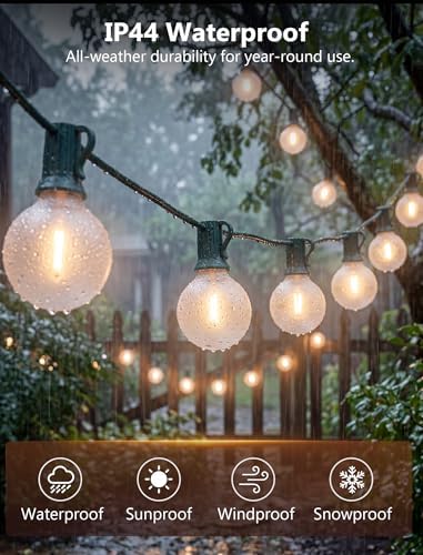 25FT LED G40 Frosted White Outdoor String Lights 27 Shatterproof Globe Bulb, alternate view 3