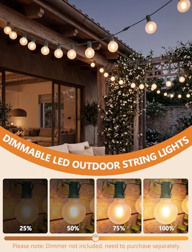 25FT LED G40 Frosted White Outdoor String Lights 27 Shatterproof Globe Bulb, alternate view 4