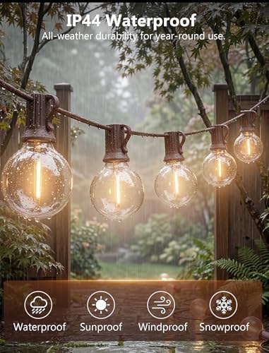 25FT LED G40 Outdoor String Lights with 25 Shatterproof Bulbs, Brown Wire, alternate view 4
