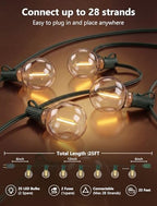 25FT LED Outdoor Christmas String Lights Waterproof, Hanging G40 Globe Patio Lights with 27 LED Shatterproof, alternate view