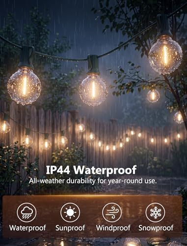 25FT LED Outdoor Christmas String Lights Waterproof, Hanging G40 Globe Patio Lights with 27 LED Shatterproof, alternate view