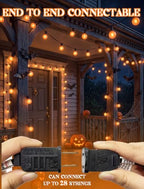 25Ft LED Outdoor Halloween Decorations Lights, 25 G40 Orange Globe Bulbs, alternate view 4