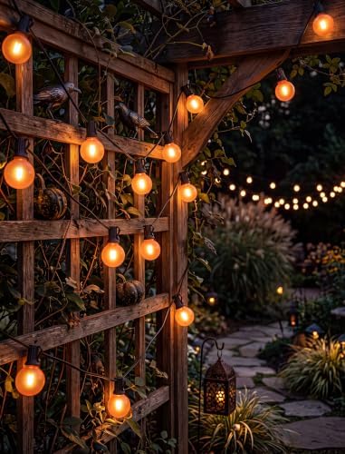 25Ft LED Outdoor Halloween Decorations Lights, 25 G40 Orange Globe Bulbs, alternate view 6