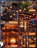 25Ft LED Outdoor Halloween Decorations Lights, 25 G40 Orange Globe Bulbs, alternate view 7