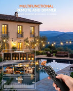 25FT Outdoor String Light 15+2 Bulbs 2W, 120W Dimmer Remote IP65 Waterproof, alternate view 4