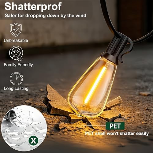 25FT Outdoor String Lights, IP45 Waterproof Patio Lights LED ST38, alternate view 3