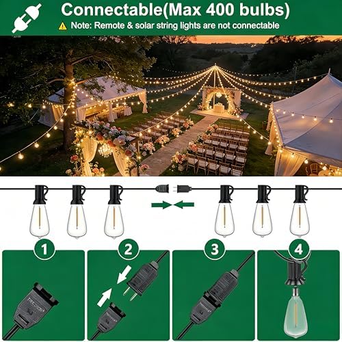 25FT Outdoor String Lights, IP45 Waterproof Patio Lights LED ST38, alternate view 6