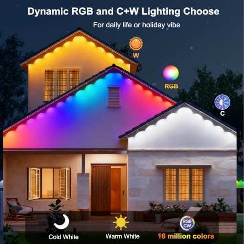 25ft Permanent Outdoor Lights Pro, 15 RGBCW+IC LED String Light Cuttable, alternate view 4