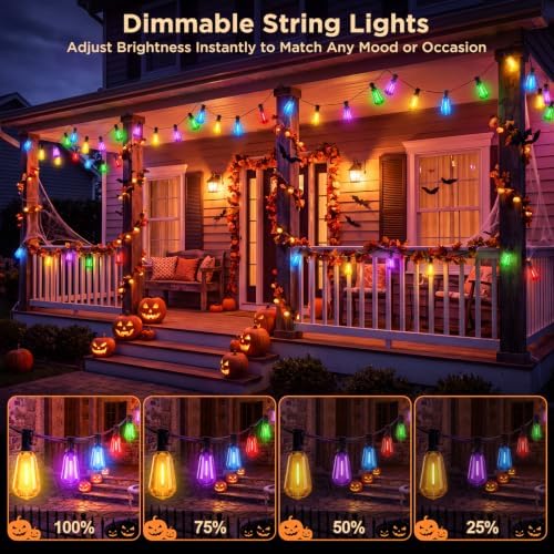 25FT Plug-in String Lights, Fixed 5-Color ST38 Bulbs, Bluetooth & Remote, alternate view 5