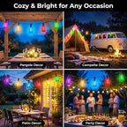 25FT Plug-in String Lights, Fixed 5-Color ST38 Bulbs, Bluetooth & Remote, alternate view 7