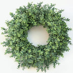 26" Artificial Boxwood Wreath Fake Plant for Front Door Decor (Green) in Green