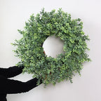 26" Artificial Boxwood Wreath Fake Plant for Front Door Decor (Green) in Green, alternate view 5