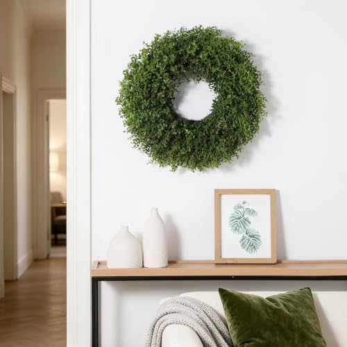 26’’ Artificial Boxwood Wreath for Front Door, Small Leaves Wreath, Green in Green, alternate view 2