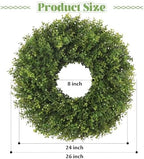 26’’ Artificial Boxwood Wreath for Front Door, Small Leaves Wreath, Green in Green, alternate view 3