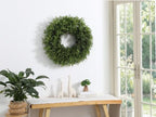 26’’ Artificial Boxwood Wreath for Front Door, Small Leaves Wreath, Green in Green, alternate view 4