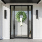 26" Artificial Boxwood Wreath with Sash for Front Door Decor (Green) in Green, alternate view 4