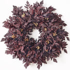 26" Artificial Cimicifuga Fall Wreath for Halloween Front Door(Dark Purple)