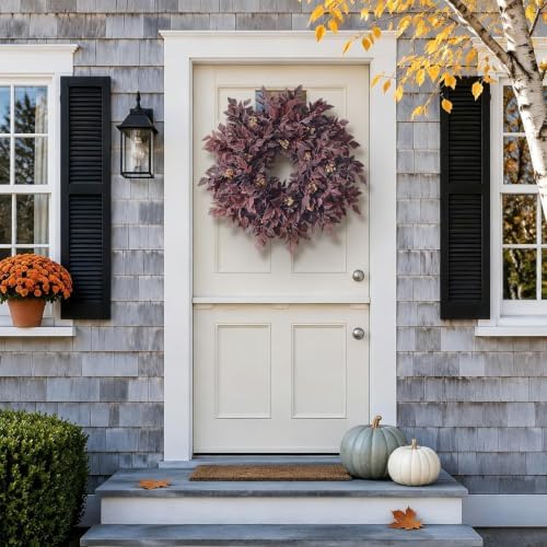 26" Artificial Cimicifuga Fall Wreath for Halloween Front Door(Dark Purple), alternate view 2