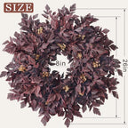 26" Artificial Cimicifuga Fall Wreath for Halloween Front Door(Dark Purple), alternate view 3