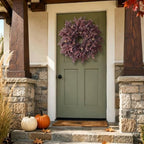 26" Artificial Cimicifuga Fall Wreath for Halloween Front Door(Dark Purple), alternate view 4
