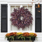 26" Artificial Cimicifuga Fall Wreath for Halloween Front Door(Dark Purple), alternate view 5