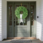 26" Artificial Eucalyptus Wreath with Sash for Front Door Decor(Green) in Green, alternate view 2