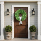 26" Artificial Eucalyptus Wreath with Sash for Front Door Decor(Green) in Green, alternate view 3