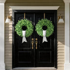 26" Artificial Eucalyptus Wreath with Sash for Front Door Decor(Green) in Green, alternate view 4