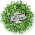 26" Artificial Eucalyptus Wreath with Welcome Sign for Front Door(Green) in Green