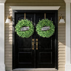 26" Artificial Eucalyptus Wreath with Welcome Sign for Front Door(Green) in Green, alternate view 4