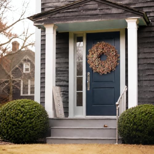 26" Artificial Fall Boxwood Wreath for Front Door Decoration(Autumn Orange), alternate view 4