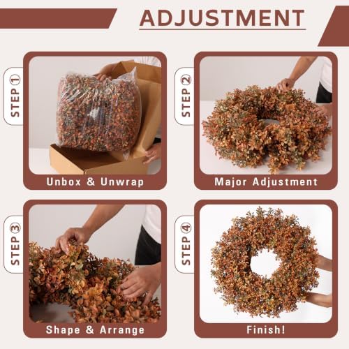 26" Artificial Fall Boxwood Wreath for Front Door Decoration(Autumn Orange), alternate view 6