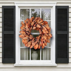 26" Artificial Fall Magnolia Leaf Wreath for Front Door Decoration (Orange), alternate view 5