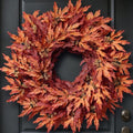 26" Artificial Fall Maple Leaves Wreath for Front Door Decoration (Orange)